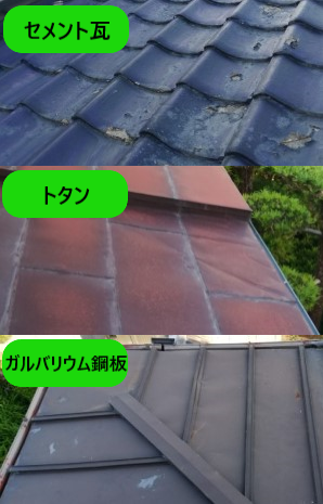 提案内容　セメント瓦　トタン　ガルバリウム鋼板